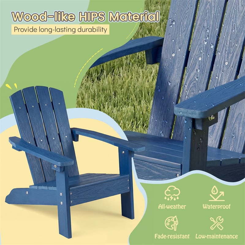 Eletriclife Kids Adirondack Chair All-Weather HIPS Outdoor Chair with Ergonomic High Backrest