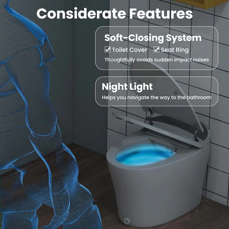 Eletriclife One-Piece Smart 1.28 GPF Elongated Bidet Toilet Seat with Night Light
