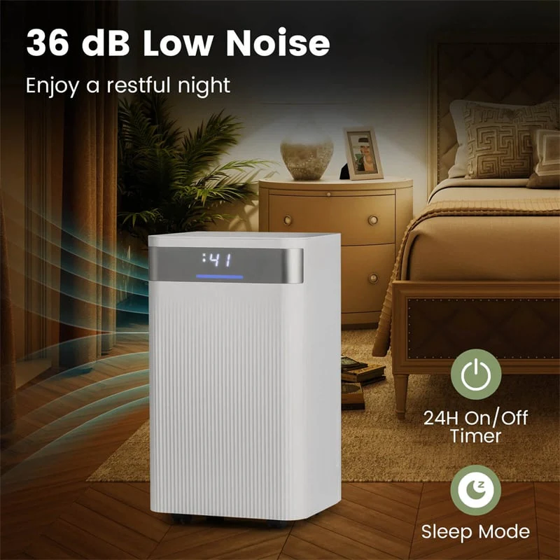 Eletriclife 32 Pints 2000 Sq.ft Basement Dehumidifier with Drain Hose, 24H Timer & 3-Color Indicator