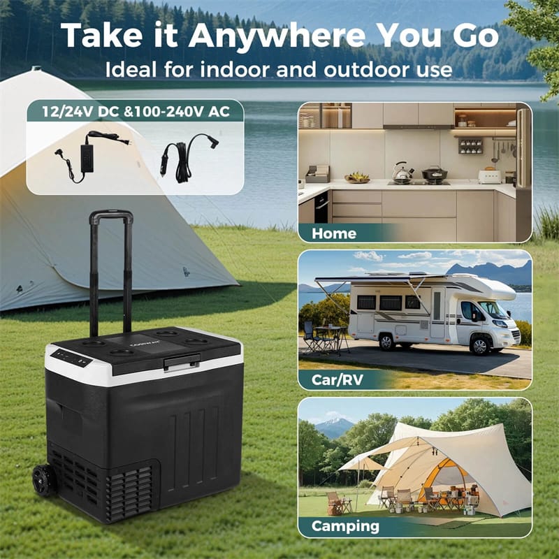 Eletriclife 23/32/42QT Portable Car Refrigerator with -4°F~68°F Adjustable Range, 12V/24V Electric Cooler for Camping