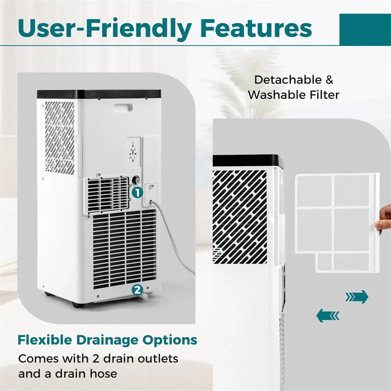 Eletriclife 10000 BTU Portable Air Conditioner with Fan, Dehumidifier, Remote Control & Window Kit