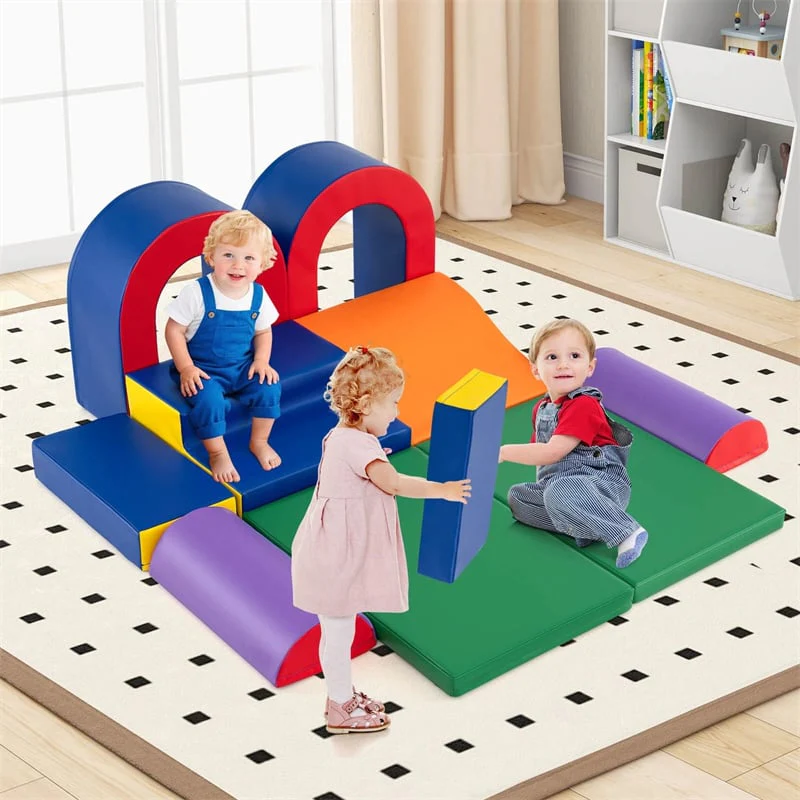 Eletriclife 10-Piece Foam Climbing Blocks Soft PU Leather Play Gym Lightweight Baby Climber Structure