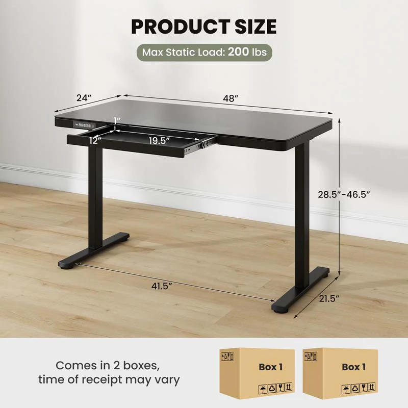 Eletriclife 48-Inch Height Adjustable Electric Standing Desk with Drawer