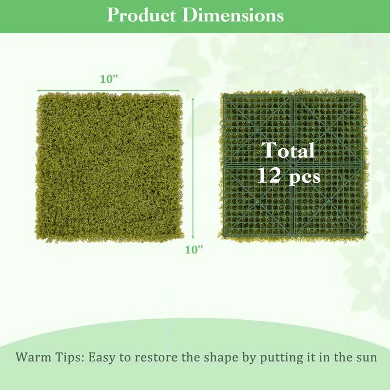 Eletriclife 12 Pieces 20 x 20 inches Artificial Grass Wall Panels for Garden Yard Balcony