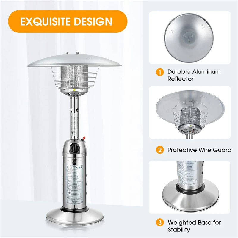 Eletriclife 11,000 BTU Tabletop Propane Patio Heater Portable Outdoor Heater with Adjustable Flame