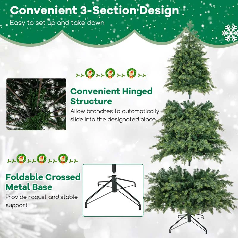 Eletriclife Pre-Lit Artificial Christmas Tree with 11 Modes and Metal Stand