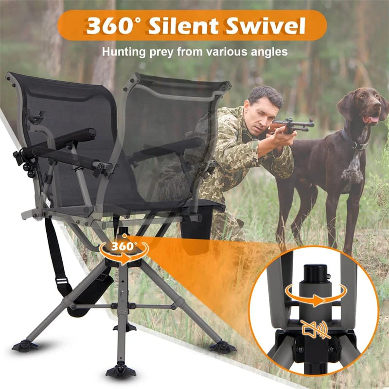 Eletriclife 360° Swivel Hunting Chair with Adjustable Gun Rest, Portable Shooting Chair for Outdoor Activities