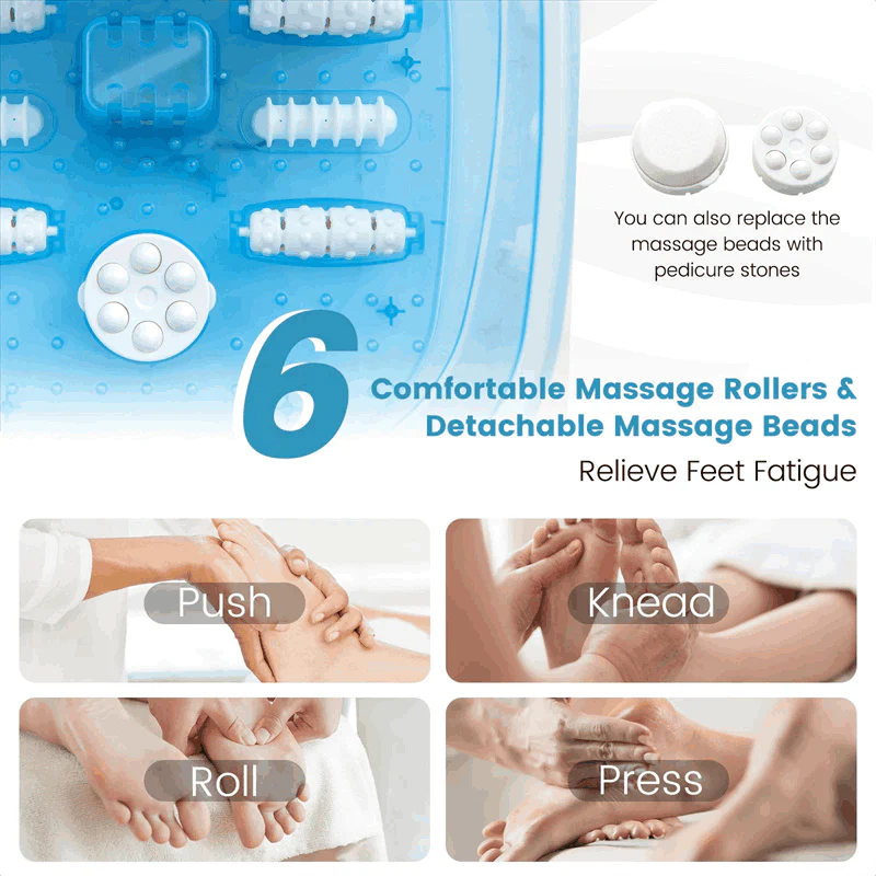 Eletriclife Spa Bath Massager with Heat, Bubbles & Vibration Mode, 12 Rollers, Pedicure Stone for Stress Relief