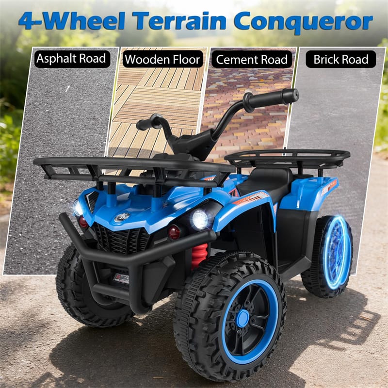 Eletriclife 24V Kids ATV Ride On Quad Electric 4 Wheeler Toy with LED Headlights & Storage