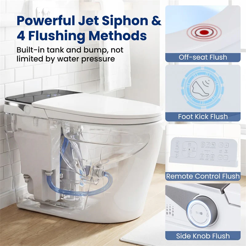 Eletriclife Smart Toilet with Built-in Bidet, ADA Height One Piece Electric Toilet w/ 1000g MaP Flush