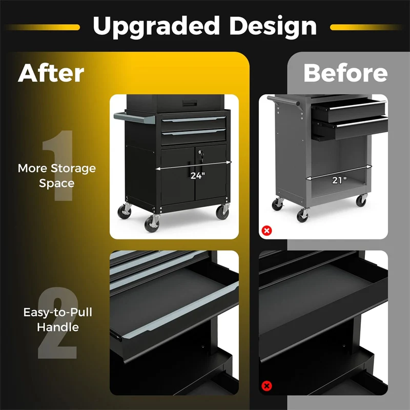 Eletriclife 3-in-1 Rolling Tool Chest 6-Drawer Heavy Duty Steel Tool Cabinet with Lockable Toolbox & Universal Wheels