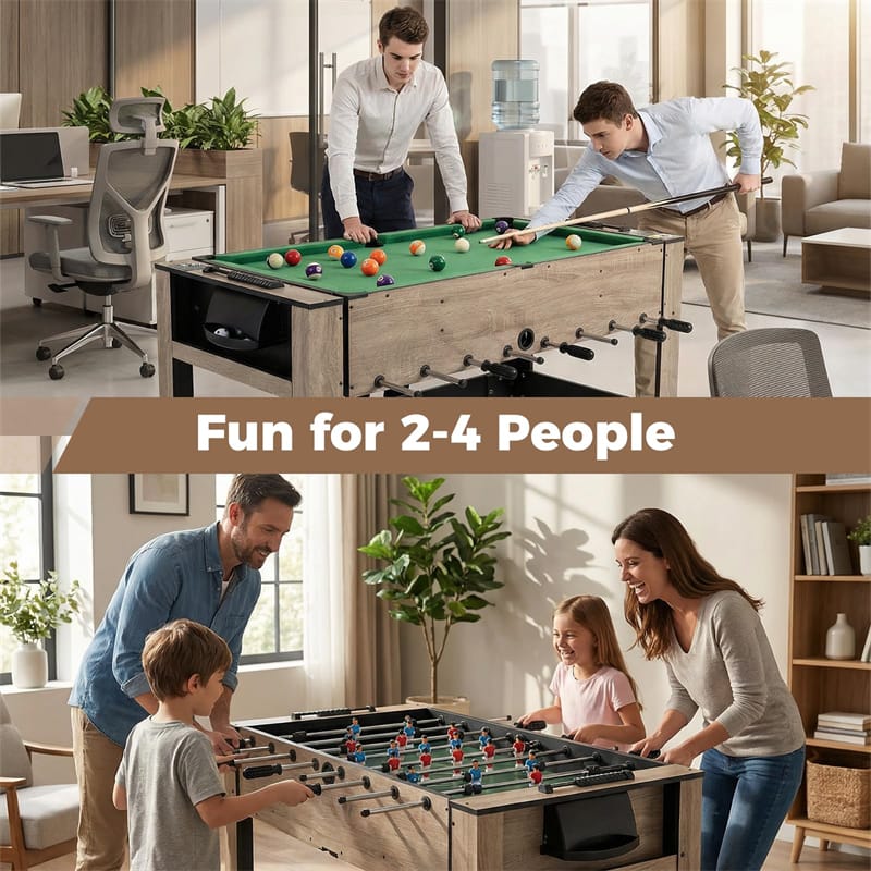 Eletriclife 2-in-1 Swivel Multi Game Table 49" Foosball & Pool Billiards Combo Table Set for Home Game Room