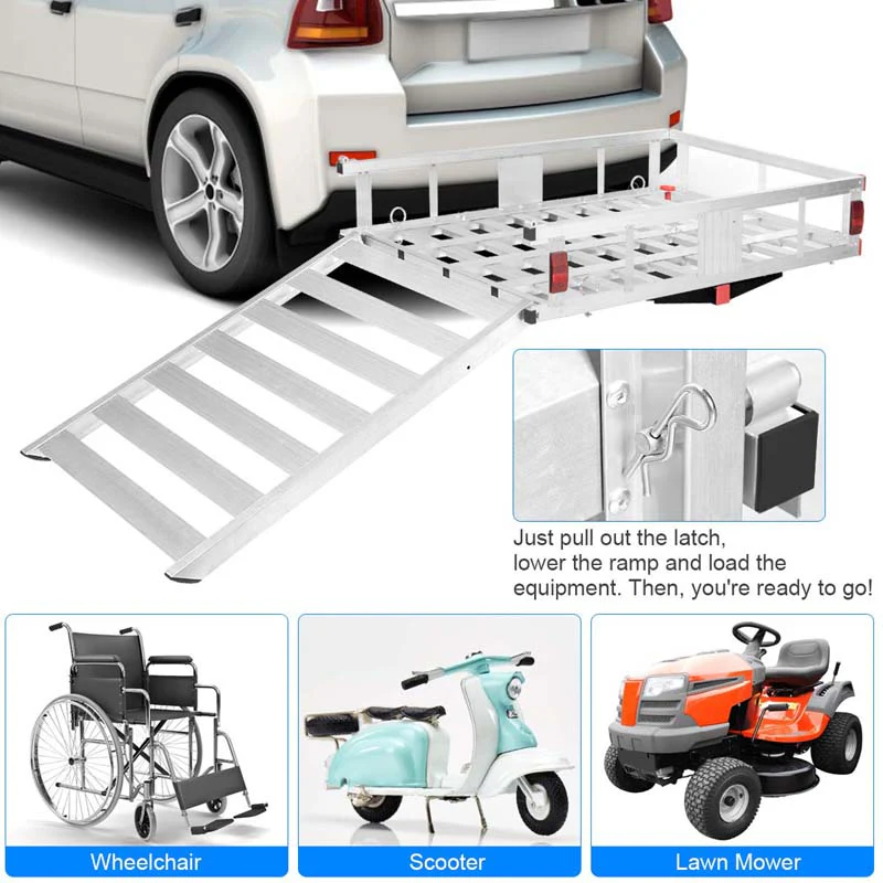 Eletriclife 50 x 29.5 inch Aluminum Wheelchair Scooter Mobility Carrier with Ramp