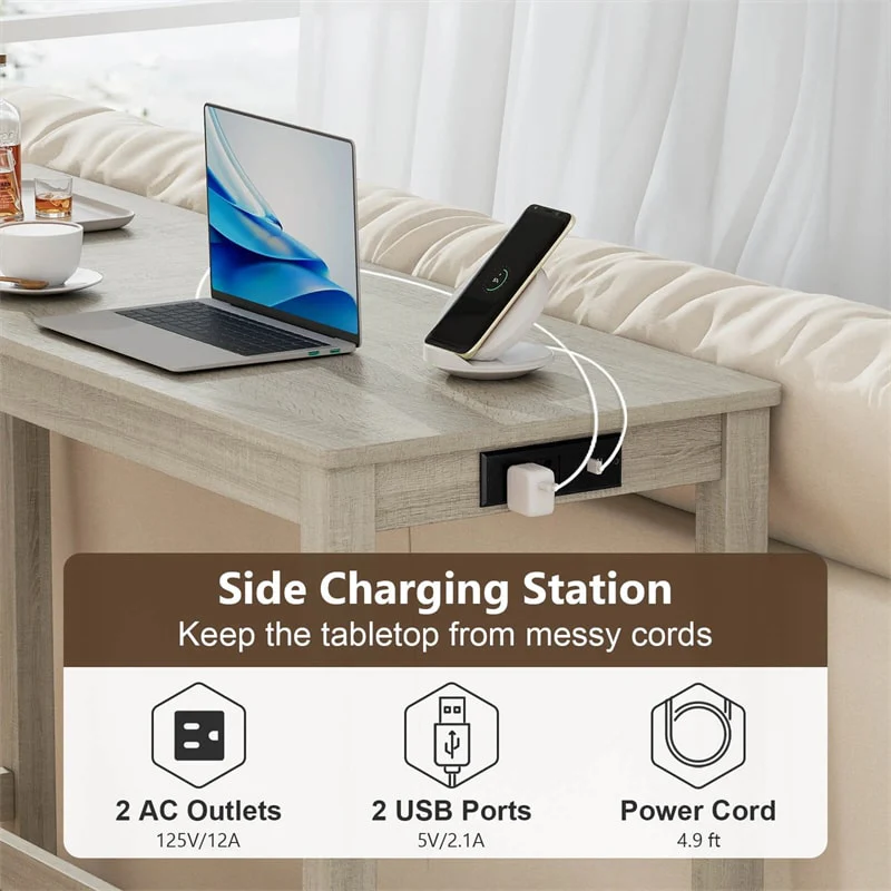 Eletriclife 59" 4-Piece Bar Table Set with Charging Station & 3 Padded Stools for Kitchen & Small Spaces