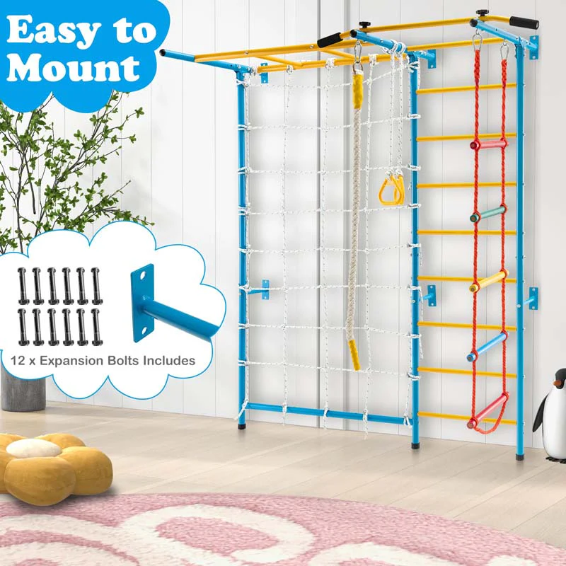 Eletriclife 7 In 1 Kids Indoor Gym Playground Swedish Wall Ladder