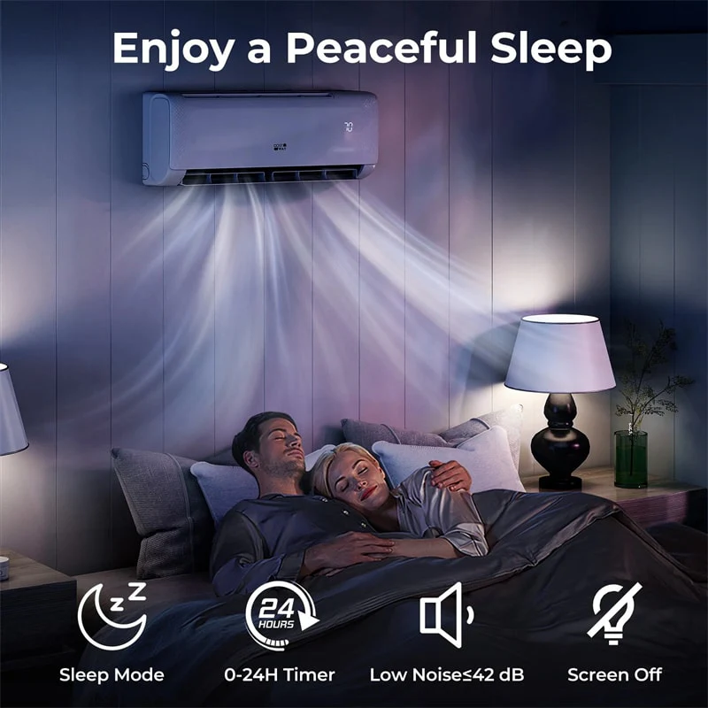 Eletriclife 12000 BTU 22 SEER2 115V WiFi Enabled Mini Split AC with Heat Pump, Alexa Compatible - Airtural Series