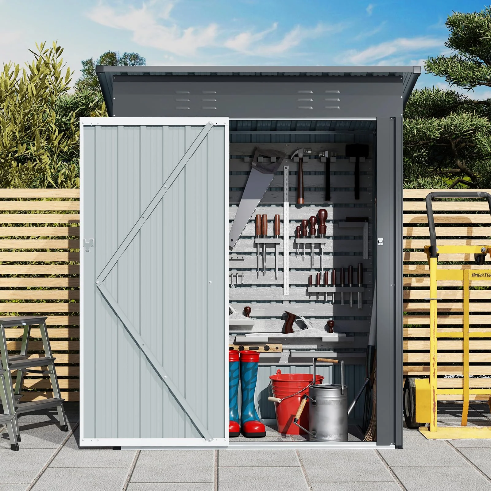 Eletriclife 5 x 3 Feet Outdoor Storage Shed with Sloped Roof and Lockable Door