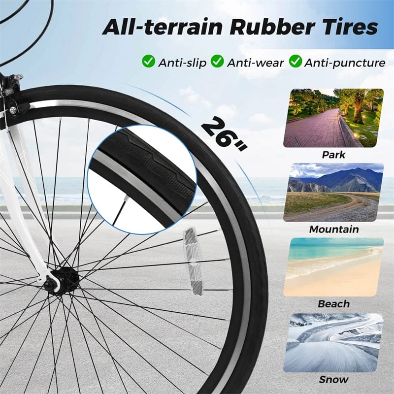 Eletricife 26" Mountain Bike 6-Speed Drivetrain Cycling Bicycle MTB City Bike for Adults & Teens