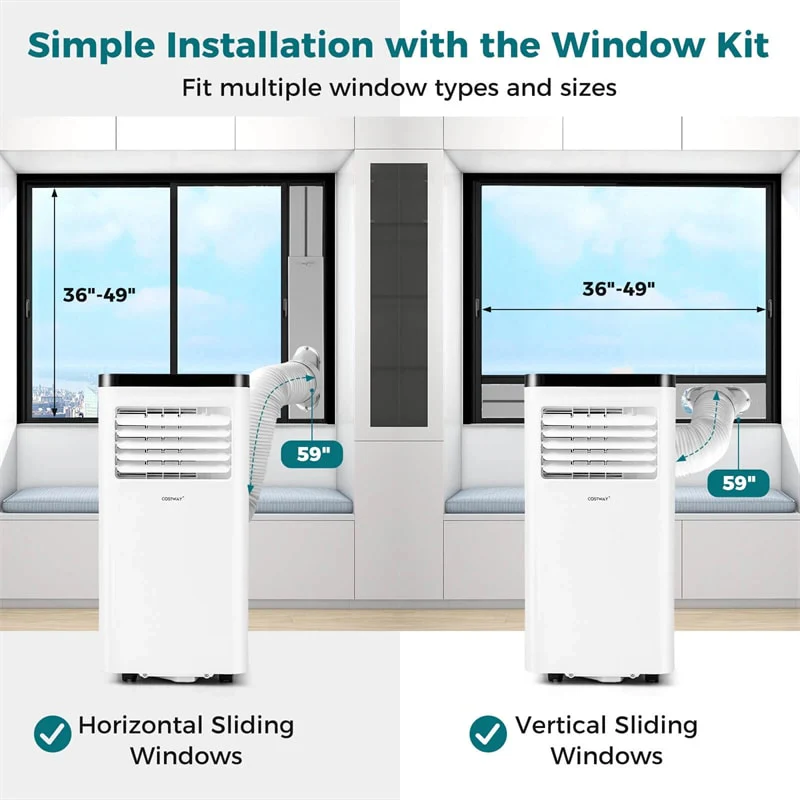 Eletriclife 8000 BTU Portable Air Conditioner with Fan, Dehumidifier, Remote Control & Window Kit