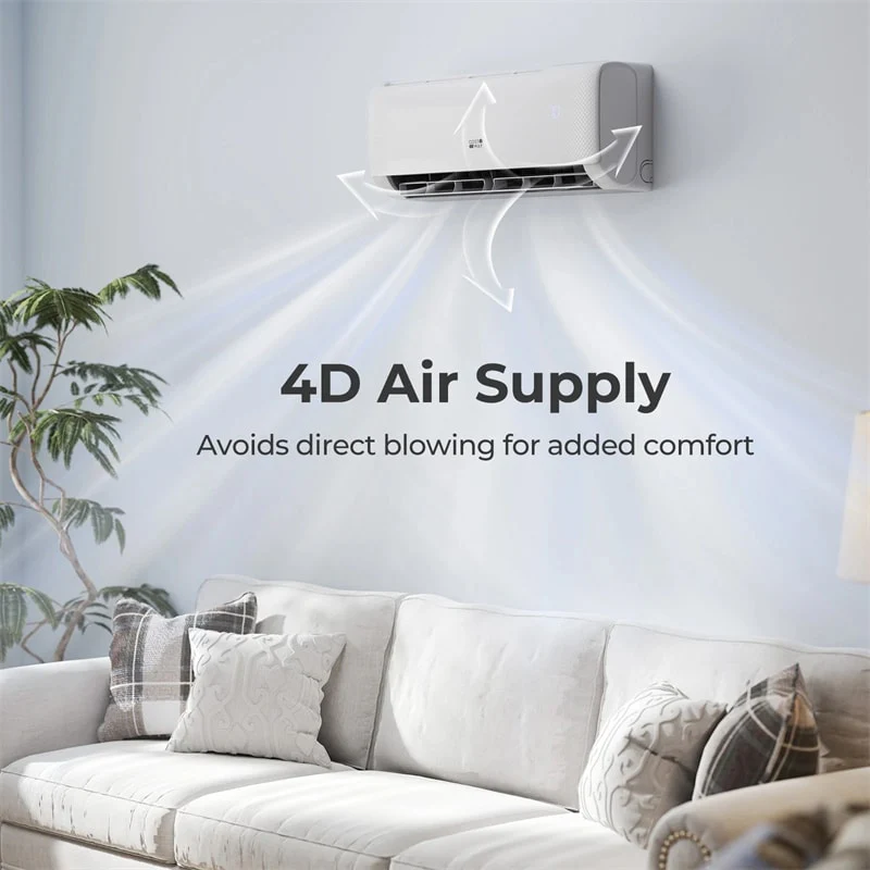 Eletriclife 9100 BTU 20.5 SEER2 115V WiFi Enabled Mini Split AC with Heat Pump, Alexa Compatible - Airtural Series
