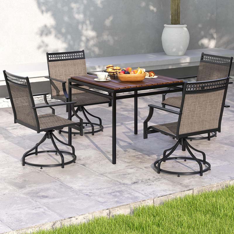 Eletriclife Outdoor Swivel Dining Chairs with Quick-Drying Fabric and Metal Frame