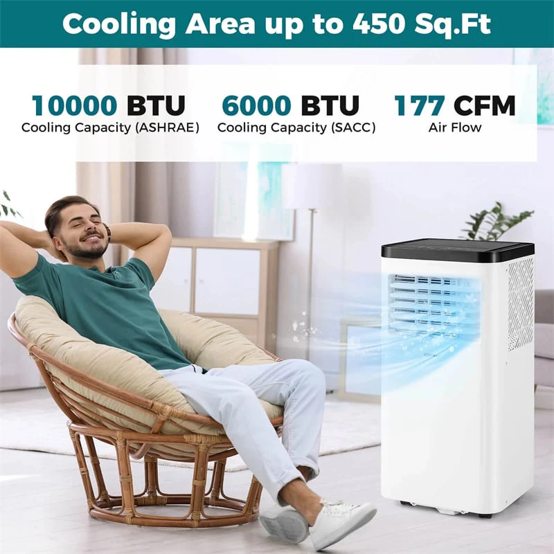 Eletriclife 10000 BTU Portable Air Conditioner with Fan, Dehumidifier, Remote Control & Window Kit