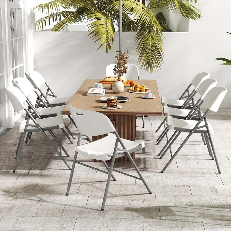 Eletriclife Folding Stackable Chairs with Metal Frame and Carrying Handle