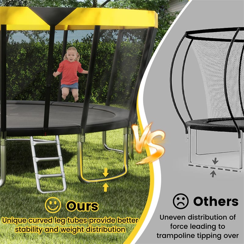 Eletriclife 16FT ASTM Approved Outdoor Recreational Trampoline with Safety Enclosure & Ladder for Kids Adults