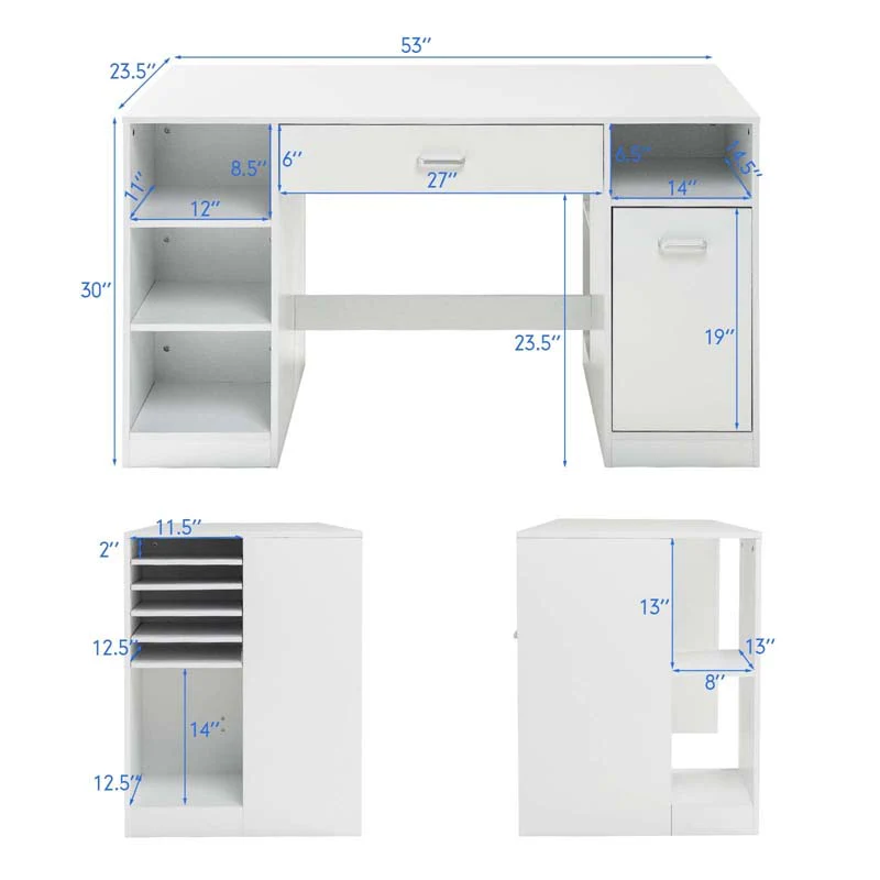 Eletriclife Sewing Craft Table Home Office Computer Desk with Storage Shelves and Drawer