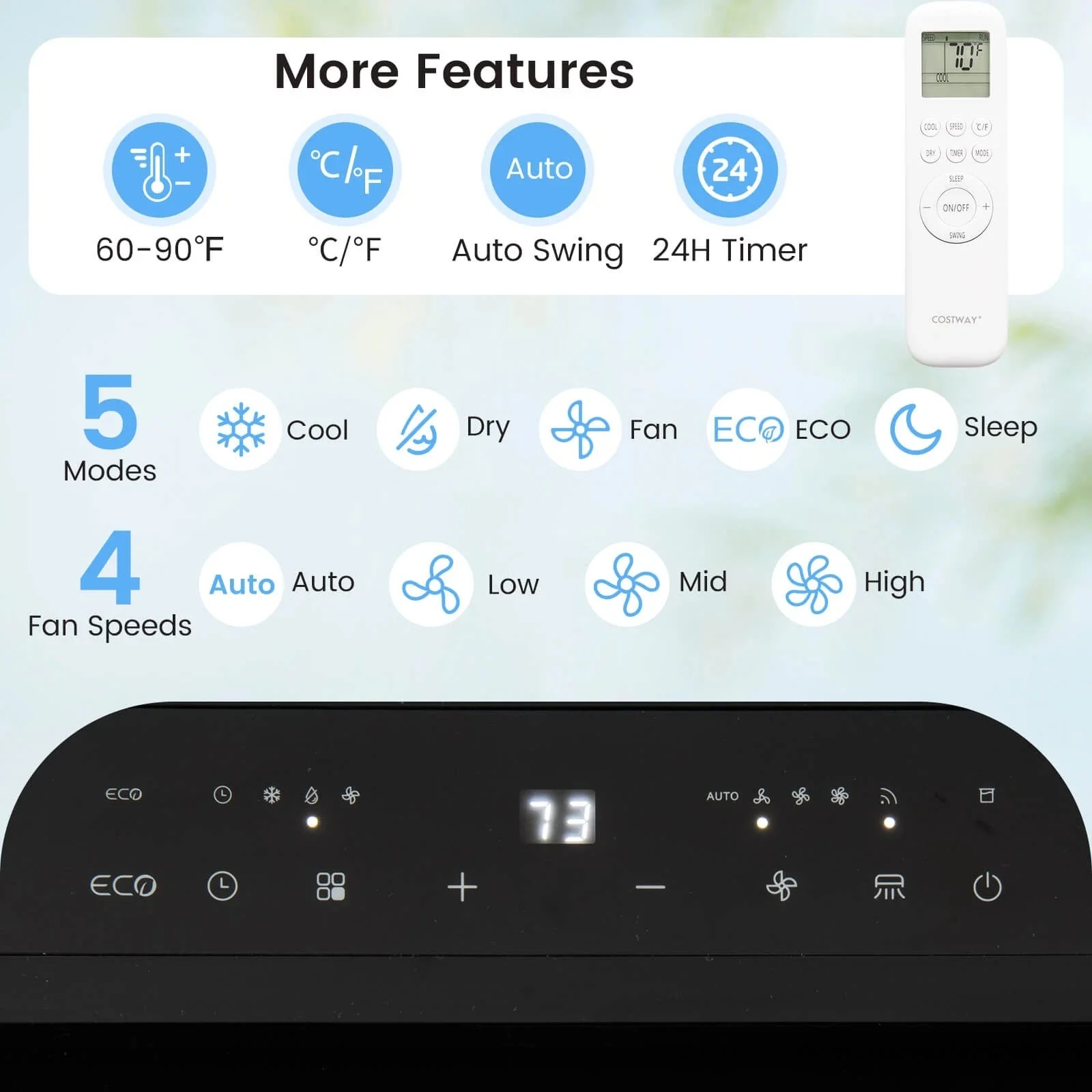 Eletriclife 14000 BTU Inverter Portable Air Conditioner WiFi Smart App/Voice Control for 650 sq ft Rooms