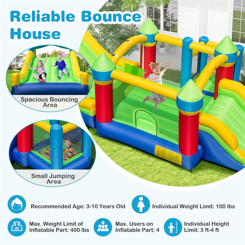 Eletriclife Big Kids Inflatable Obstacle Course Bounce House w/ Dual Slides & Tunnels for Inoor Outdoor Backyard Fun