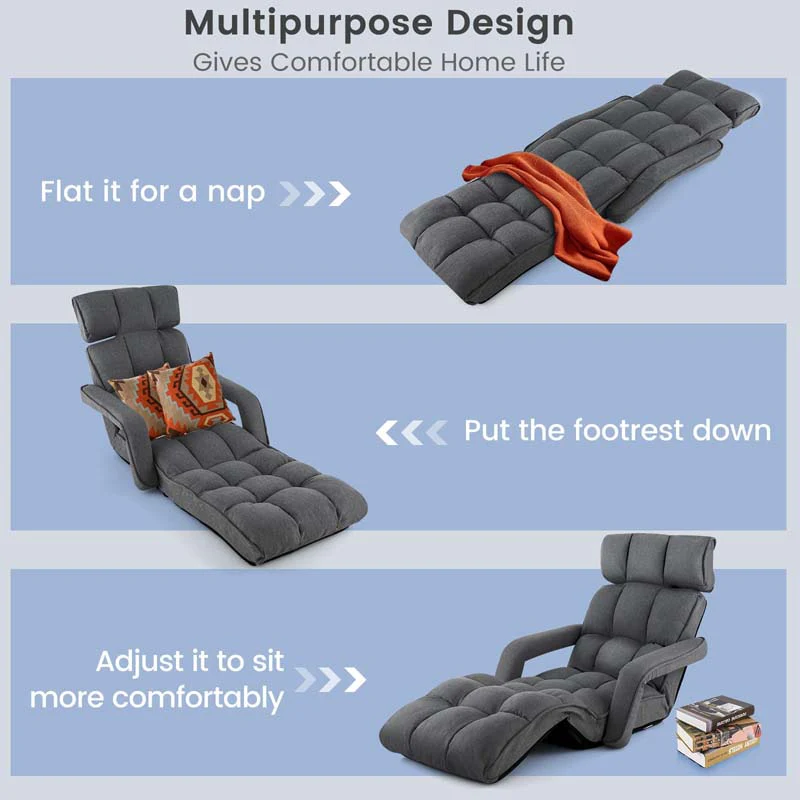 Eletriclife 6-Position Adjustable Floor Chair with Adjustable Armrests and Footrest