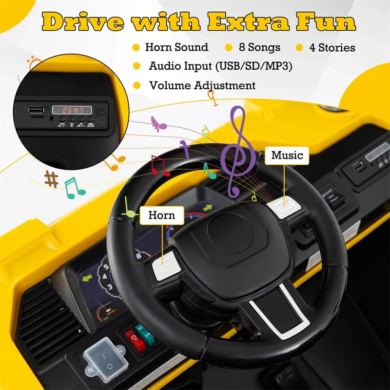 Eletriclife 24V Ride-On Excavator 4WD Electric Construction Truck with Remote Control for Kids Ages 3