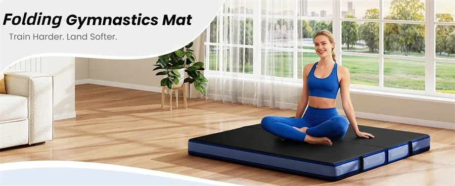 Eletriclife 4" Thick Folding Gymnastic Mat Home Gym Bio-Fold Exercise Tumbling Mat for Aerobics Workout Yoga
