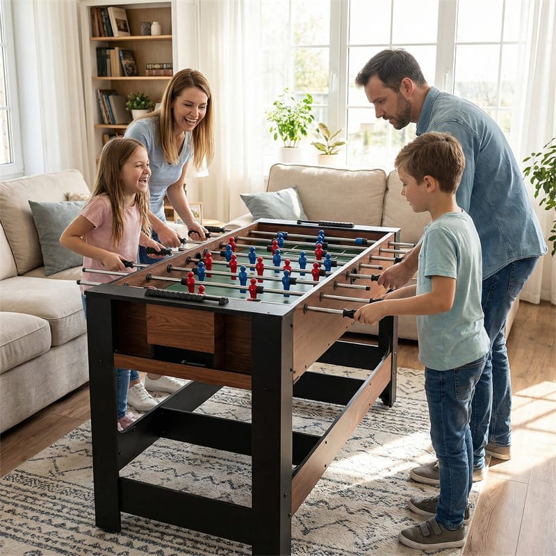 Eletriclife 2-in-1 Swivel Game Table 54" Full Size Foosball & Pool Combo Table for Indoor Arcade Game Room