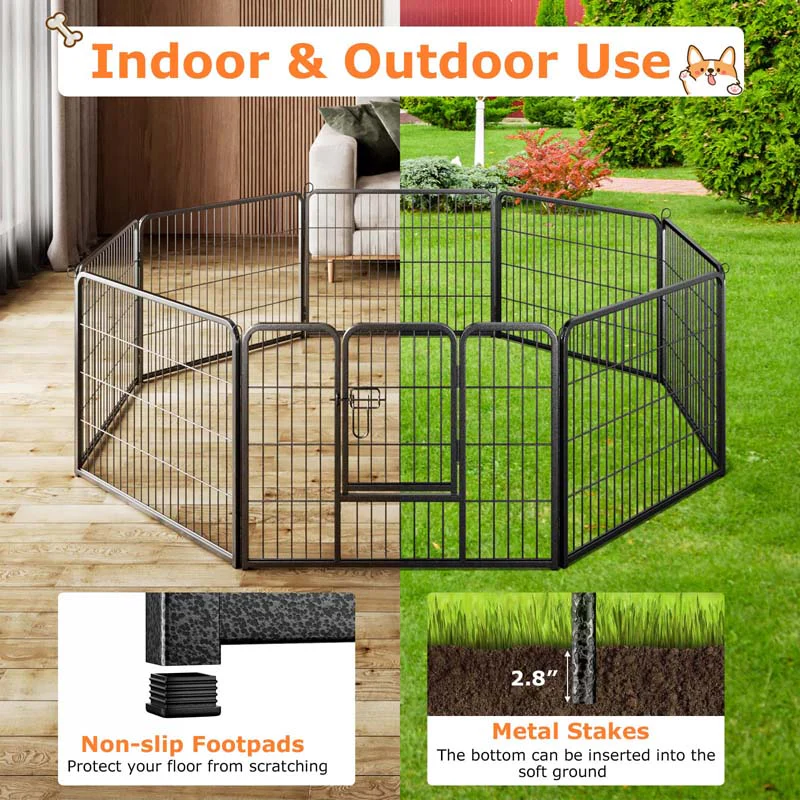 Eletriclife 16 Panel Height Dog Playpen with Lock and Large Door