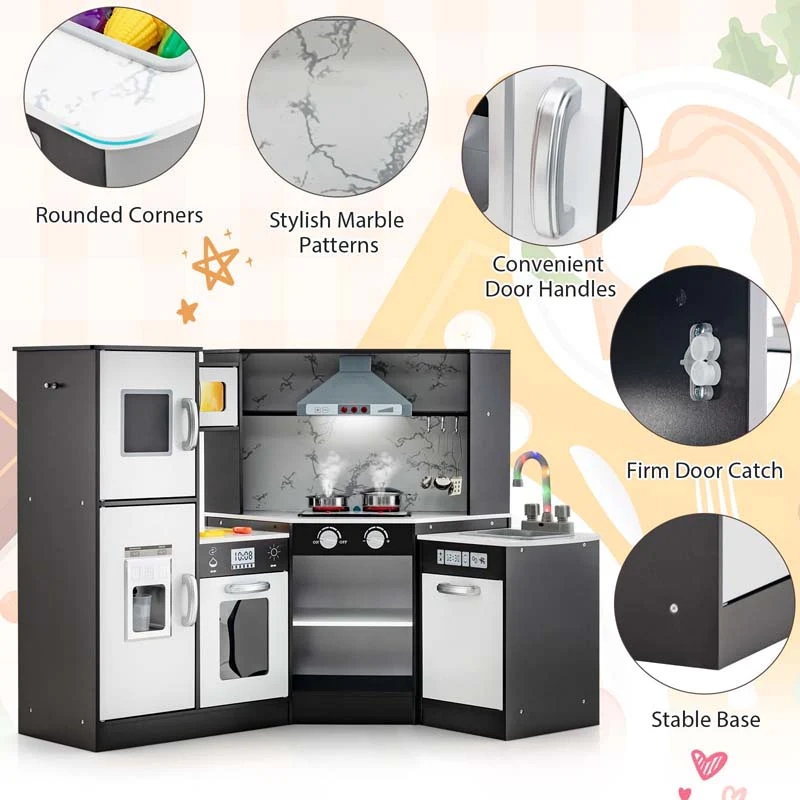 Eletriclife Kids Corner Pretend Kitchen Playset with Separated Washing Basin