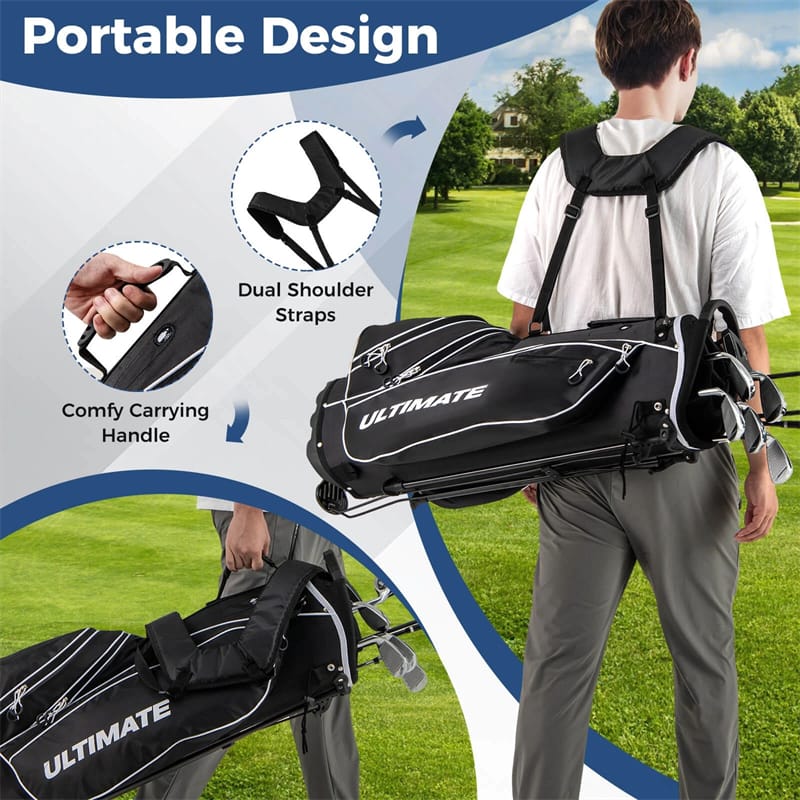 Eletriclife Men's Left-Handed Complete Golf Clubs Set with 460CC Driver & Golf Stand Bag