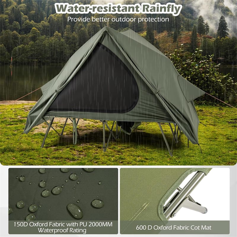 Eletriclife 2-Person Camping Cot Tent Combo 2-in-1 Foldable Off-Ground Elevated with Pop Up Shelter