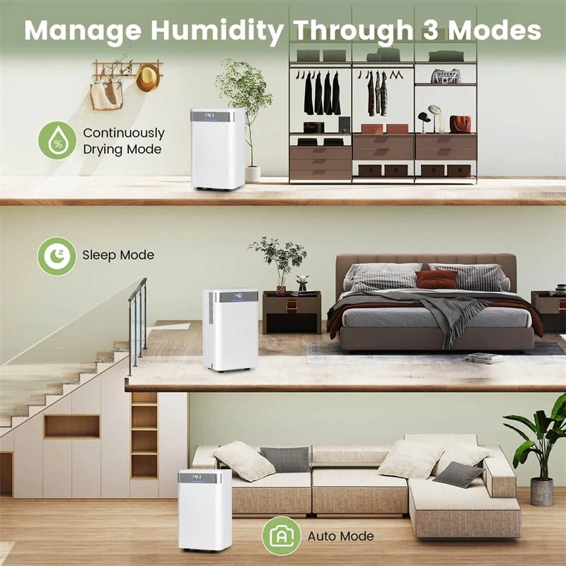 Eletriclife 32 Pints 2000 Sq.ft Basement Dehumidifier with Drain Hose, 24H Timer & 3-Color Indicator