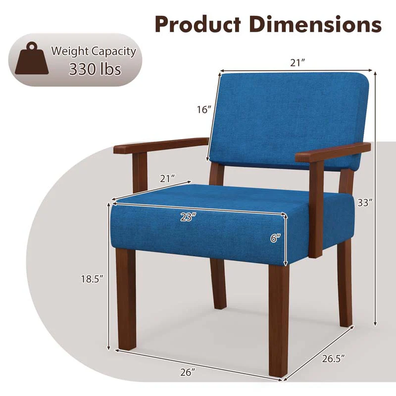 Eletriclife Linen Accent Chair Living Room Chair with Soft Padded Seat and Backrest