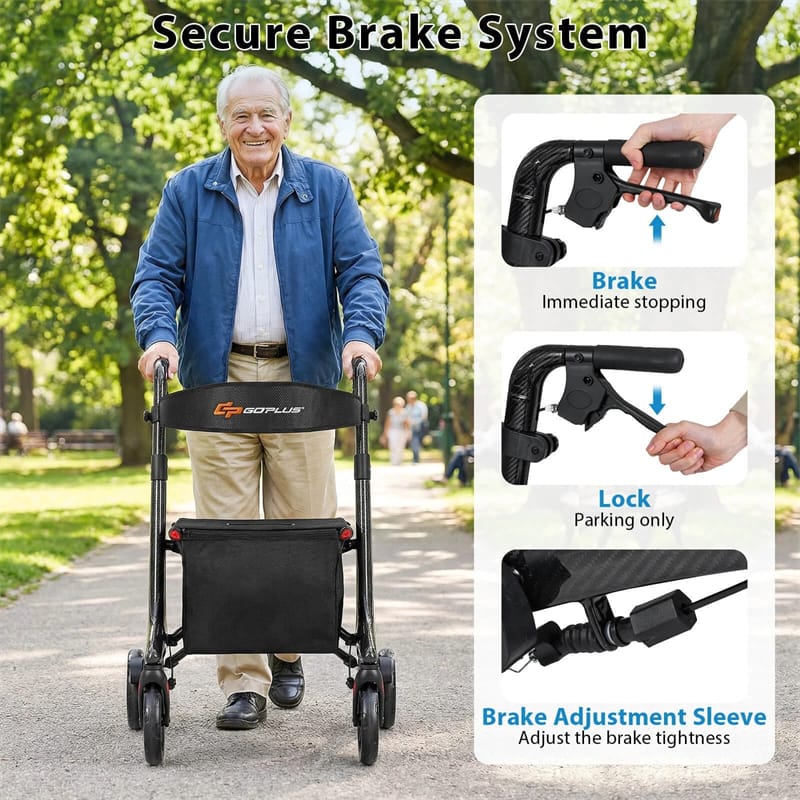 Eletriclife Ultralight Carbon Fiber Rollator Walker for Seniors