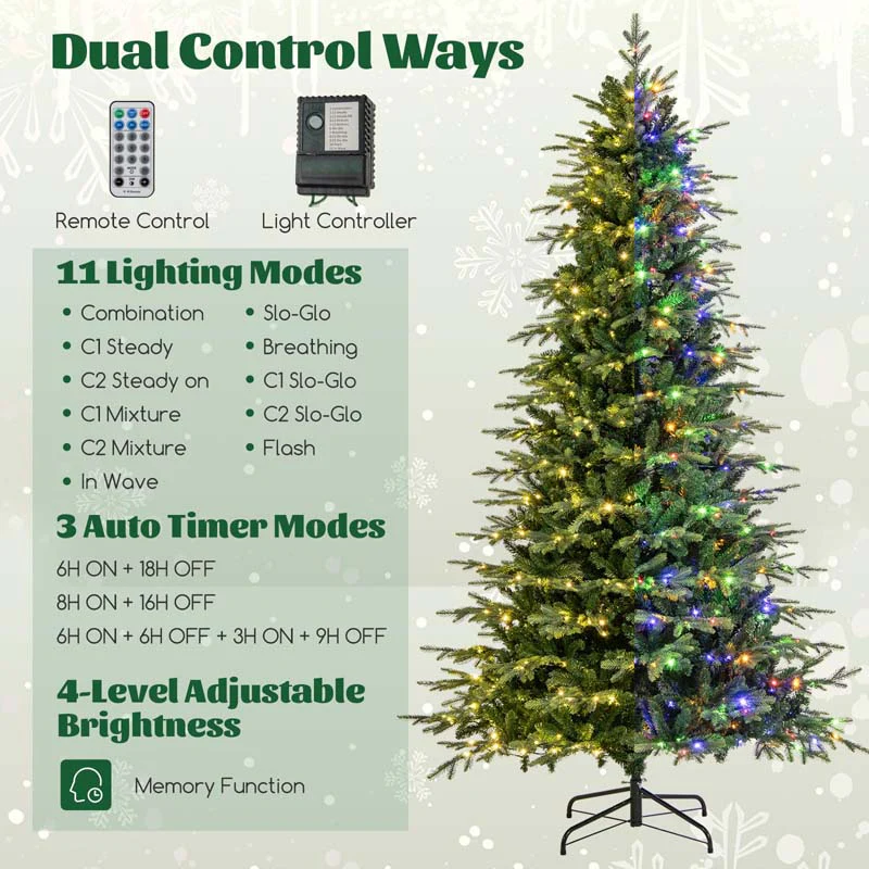 Eletriclife 6/7.5/9 Feet Pre-Lit Artificial Christmas Tree with Warm White LED Lights