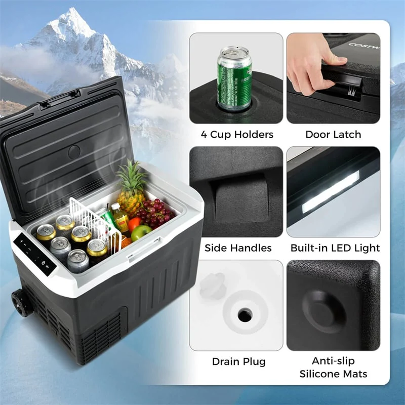 Eletriclife 23/32/42QT Portable Car Refrigerator with -4°F~68°F Adjustable Range, 12V/24V Electric Cooler for Camping