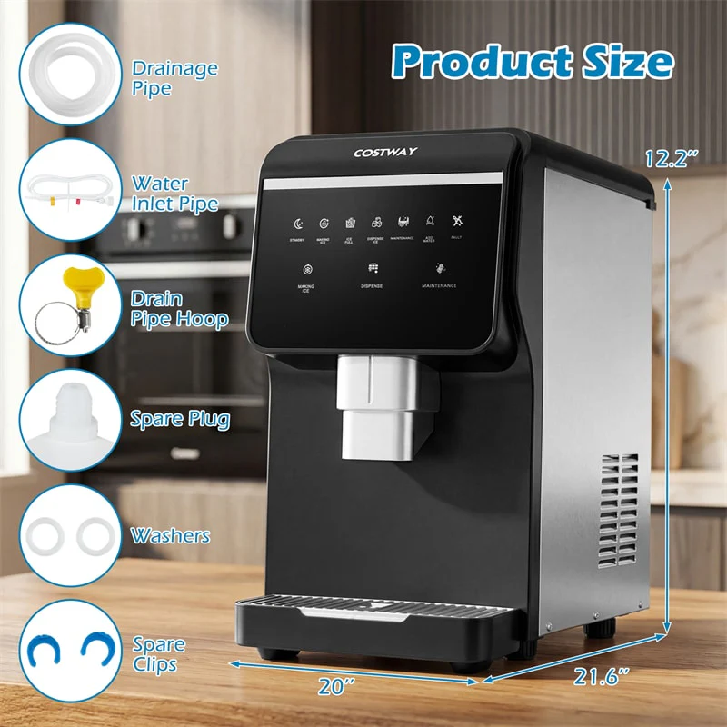 Eletriclife 80 LBS/Day Nugget Ice Maker Countertop Self-Dispensing Chewable Pellet Ice Machine