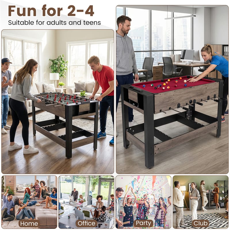 Eletriclife 3-in-1 Multi Game Table 49" Swivel Combo Game Table with Foosball, Pool & Table Tennis for Indoor Arcade Game Room