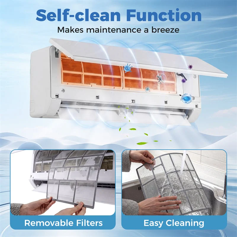 Eletriclife Blast Pro 9000 BTU Wifi Enabled Mini Split Air Conditioner & Heater, Energy Efficient Inverter Ductless AC