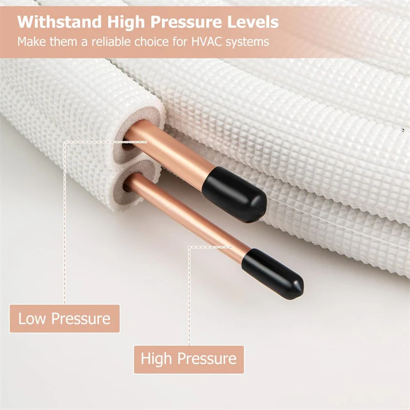 Eletriclife 25/50 FT Mini Split Line Set 1/4" and 3/8" Copper Pipes Tubing Extension for Air Conditioner & Heat Pump Systems