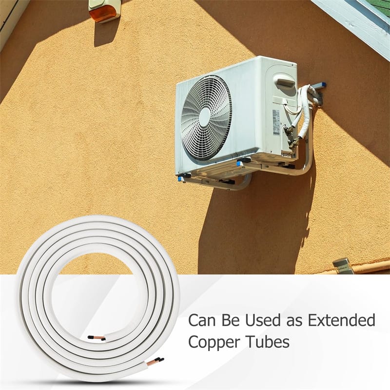 Eletriclife 25/50 FT Mini Split Line Set 1/4" and 3/8" Copper Pipes Tubing Extension for Air Conditioner & Heat Pump Systems