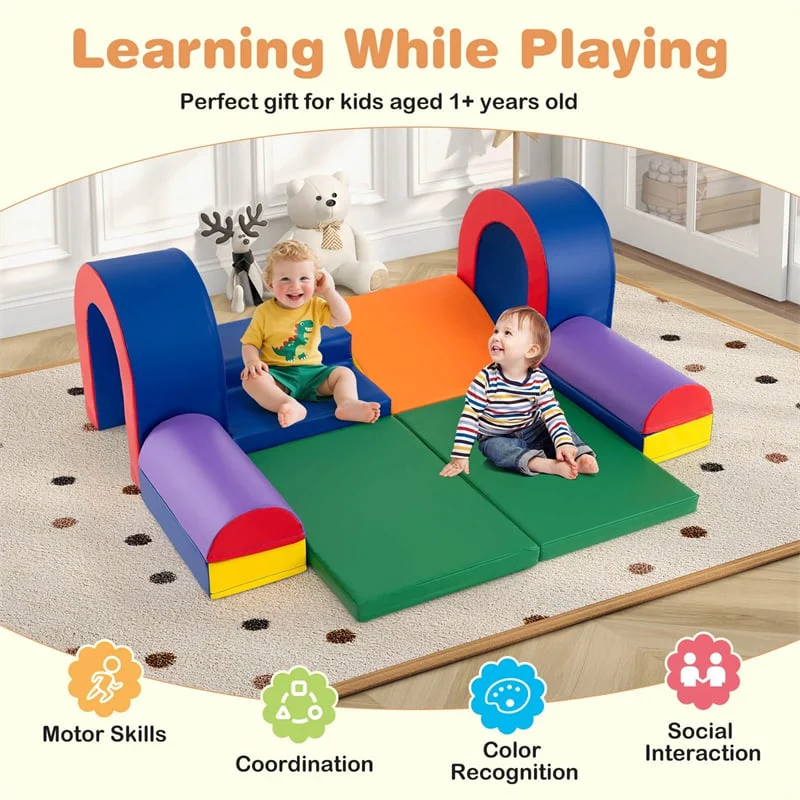 Eletriclife 10-Piece Foam Climbing Blocks Soft PU Leather Play Gym Lightweight Baby Climber Structure